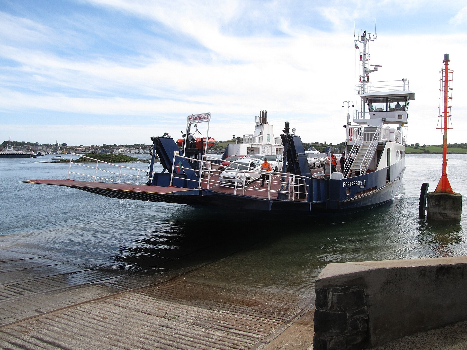 Portaferry II ferry arriving at Strangford Quay